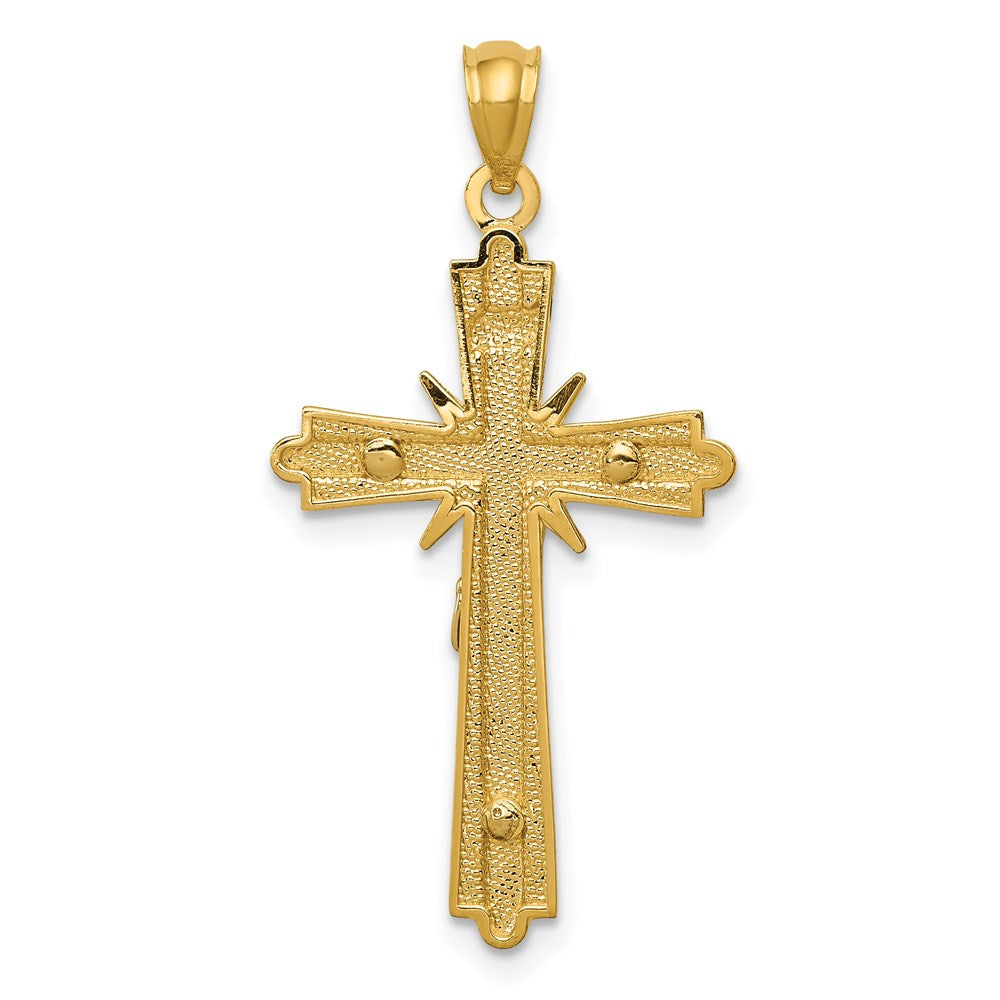 14k Two-tone 17 mm Gold Polished Crucifix Pendant (1.24 grams)
