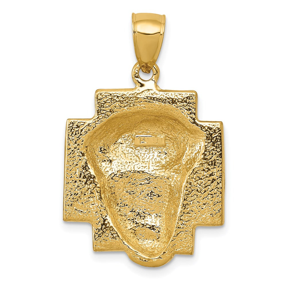 14K Polished Large Jesus Head With Crown Pendant (5.36 grams)