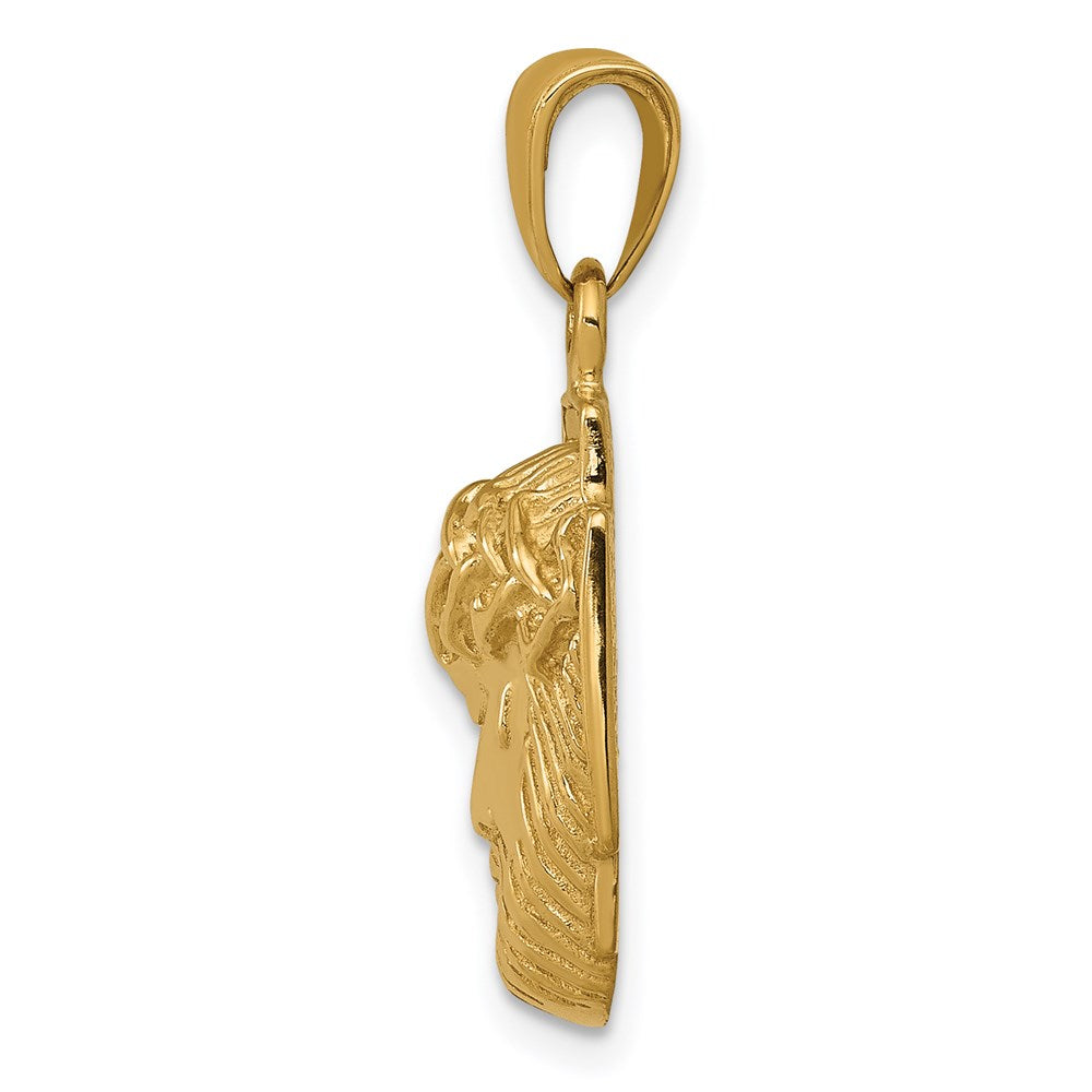 14K Polished Small Jesus Head With Crown Pendant (3.05 grams)