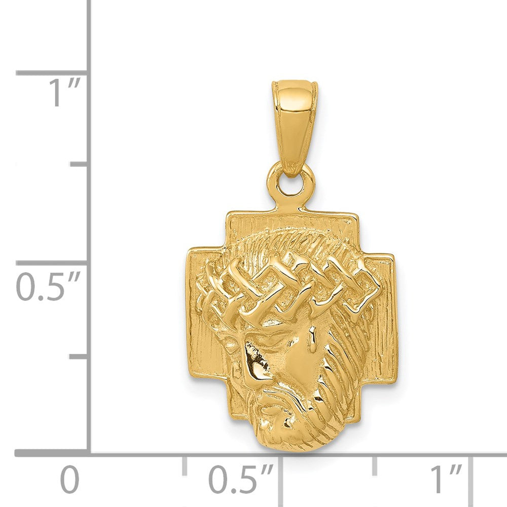 14K Polished Small Jesus Head With Crown Pendant (3.05 grams)
