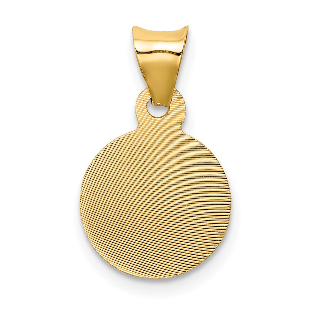 14k Yellow Gold 10.35 mm Polished D/C Sagrado Corazon Circle Pendant (0.81 grams)