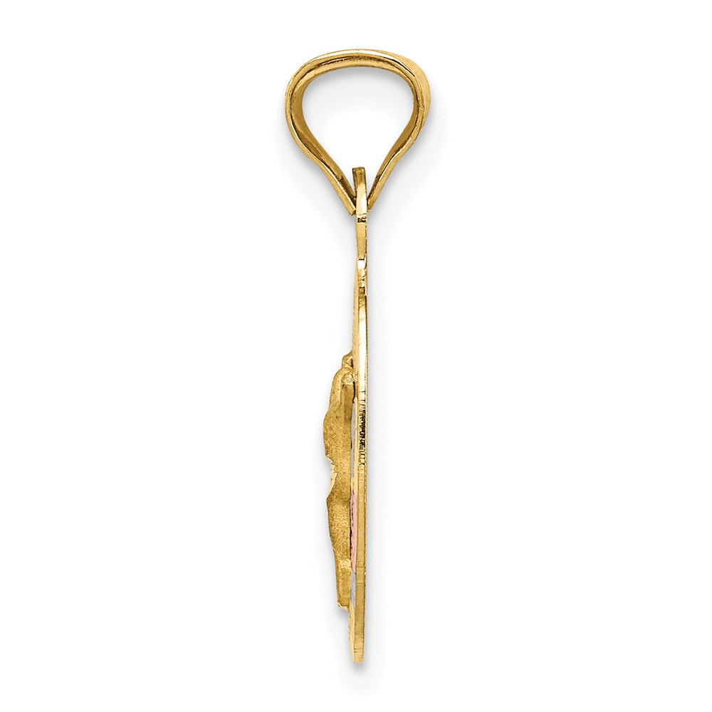 14k Yellow & Rhodium 9.5 mm  D/C Corpus Oval Pendant (0.65 grams)