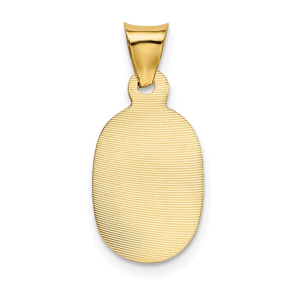 14k Yellow & Rhodium 9.5 mm  D/C Corpus Oval Pendant (0.65 grams)