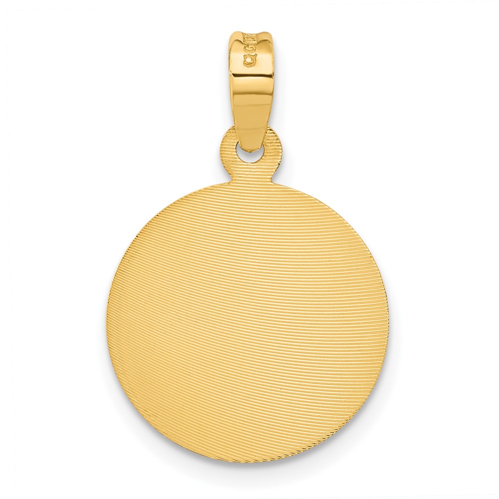 14k Yellow Gold 16.75 mm Polished D/C Lady Of Guadalupe Circle Pendant (1.28 grams)
