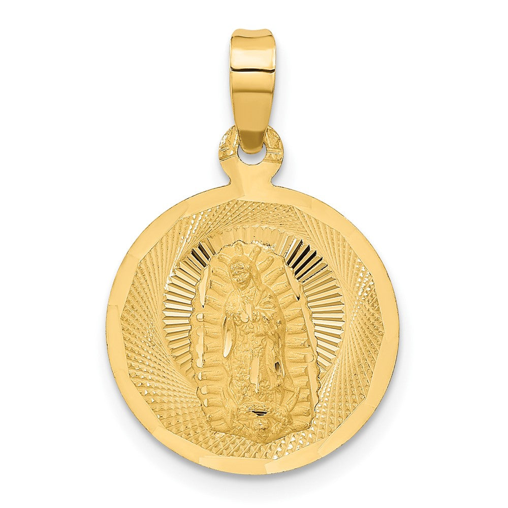 14k Yellow Gold 16.75 mm Polished D/C Lady Of Guadalupe Circle Pendant (1.28 grams)