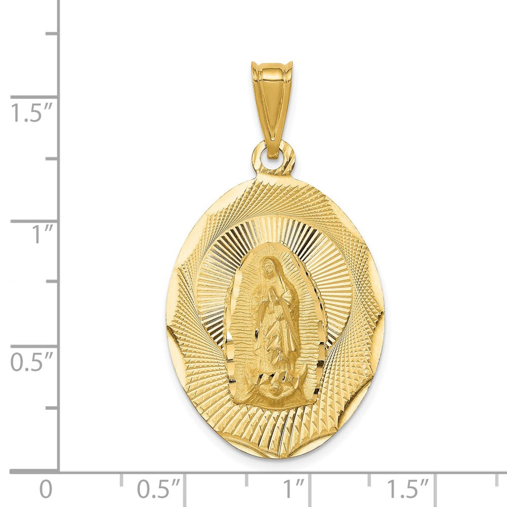 14k Yellow Gold 22.8 mm Polished D/C Lady Of Guadalupe Oval Pendant (3.99 grams)