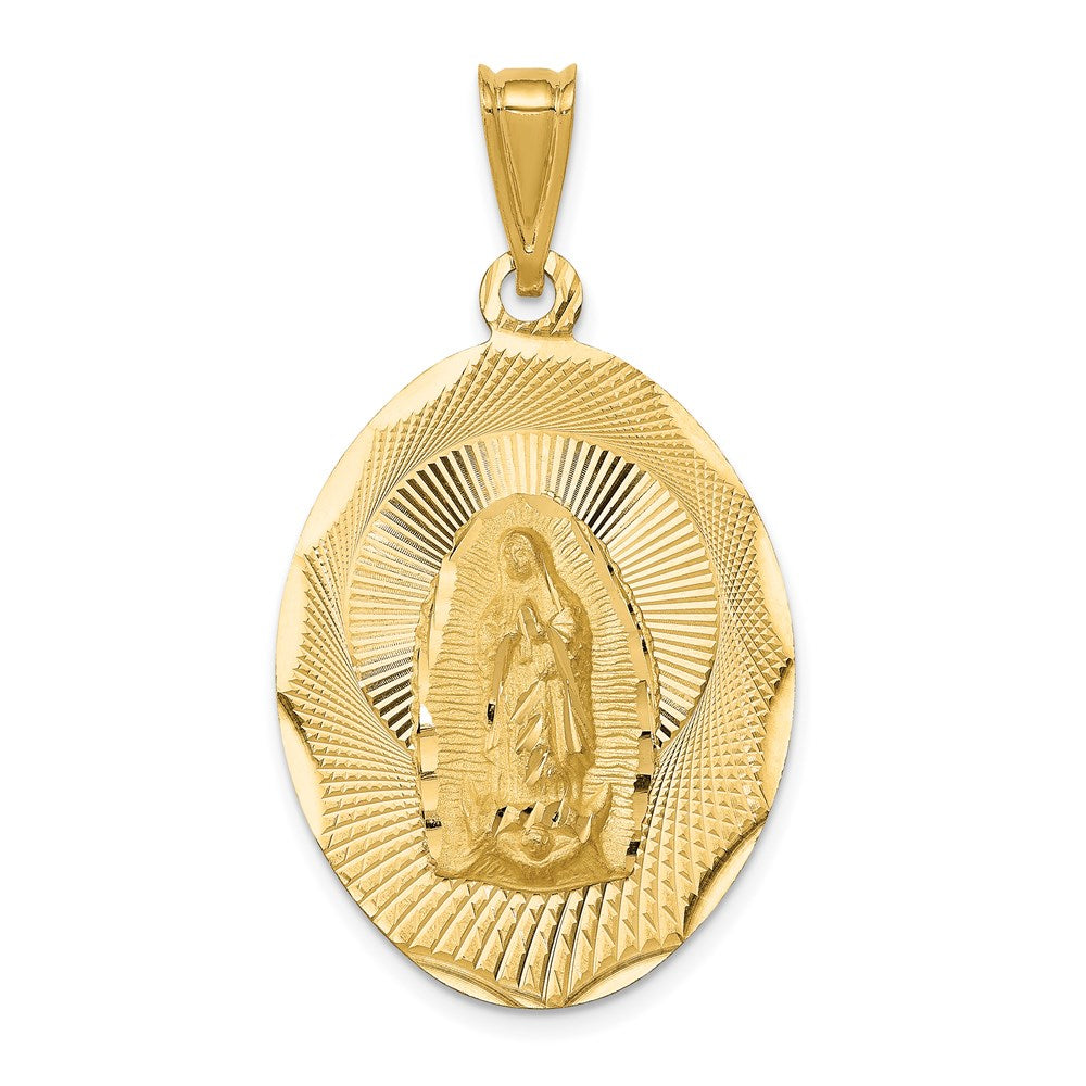 14k Yellow Gold 22.8 mm Polished D/C Lady Of Guadalupe Oval Pendant (3.99 grams)