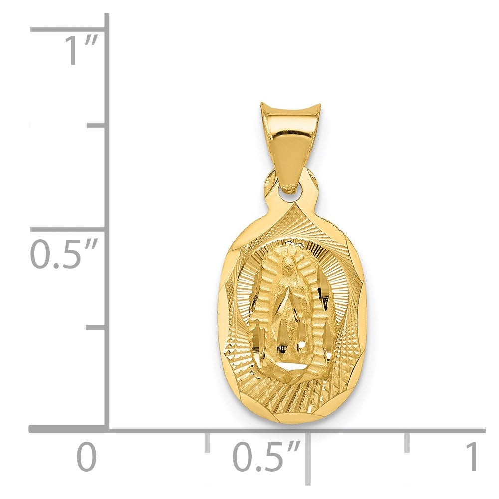 14k Yellow Gold 9.5 mm Polished D/C Lady Of Guadalupe Oval Pendant (0.8 grams)