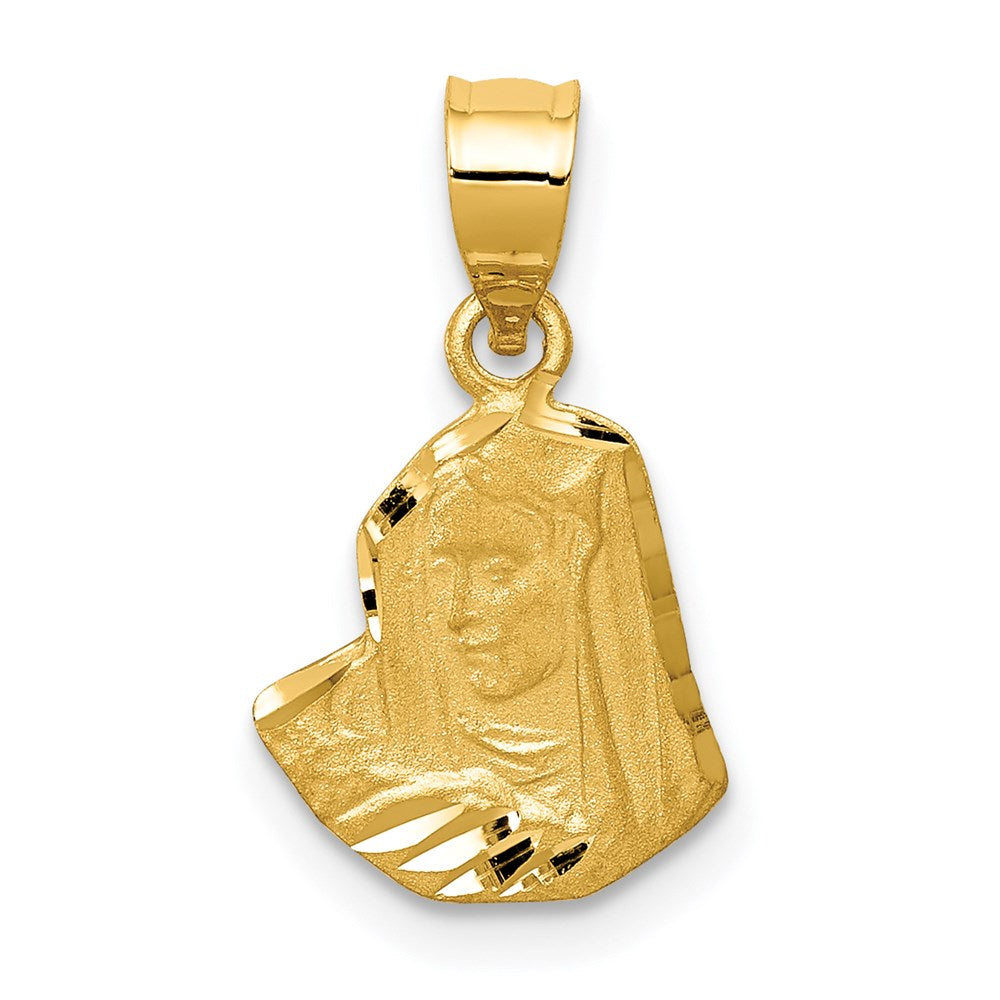 14k Yellow Gold 10.5 mm Satin D/C Mary Pendant (0.71 grams)