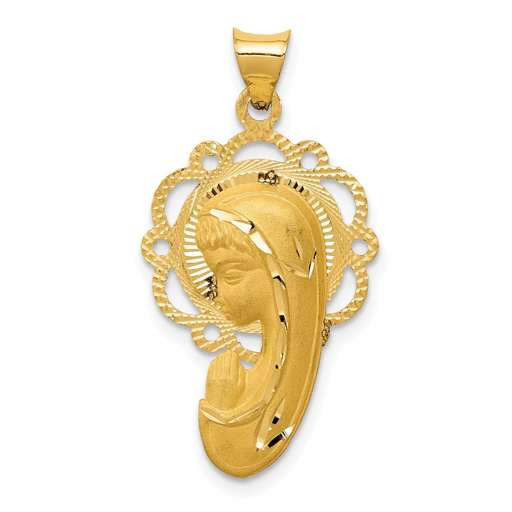 14k Yellow Gold 16 mm Satin and Polished Mary Pendant (1.45 grams)