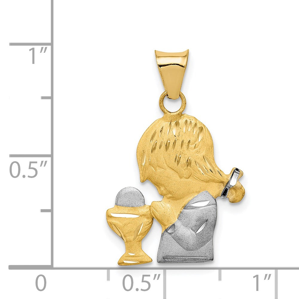 14k Yellow & Rhodium nion Semi-solid Pendant (0.82 grams)