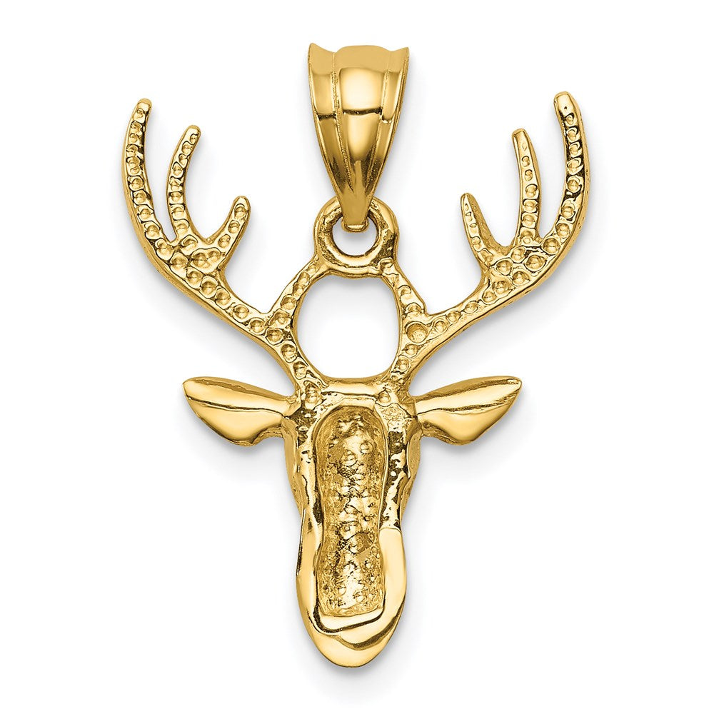 14k Yellow Gold 18 mm Polished Deer Head Pendant (1.73 grams)