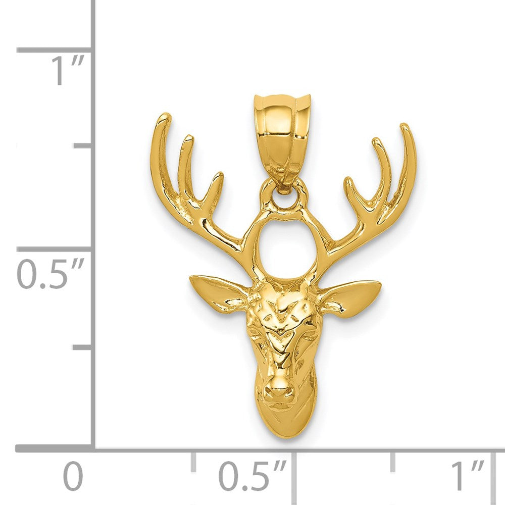 14k Yellow Gold 18 mm Polished Deer Head Pendant (1.73 grams)