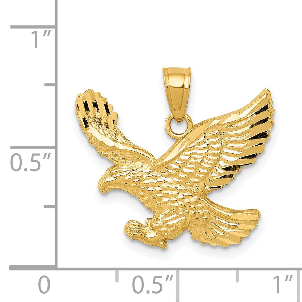 14k Yellow Gold 20 mm Diamond-cut Eagle Pendant (1.17 grams)