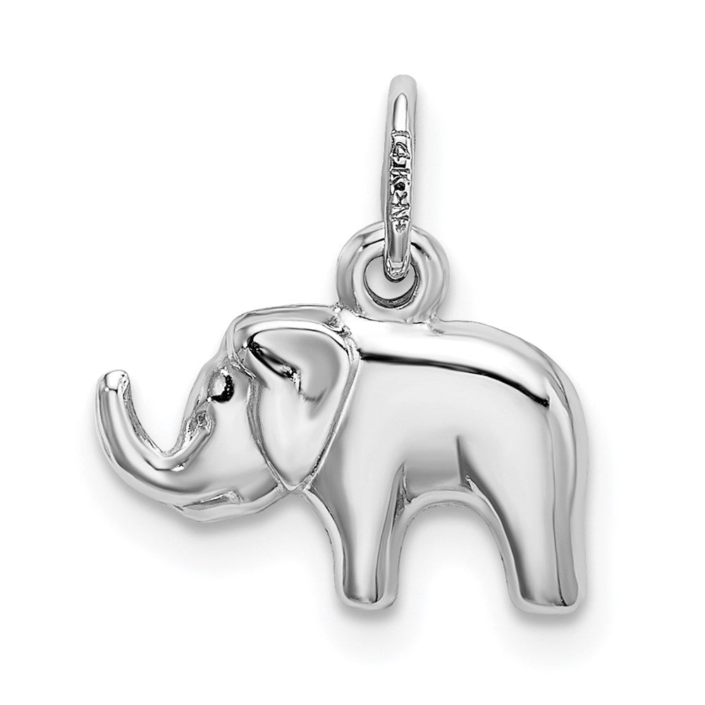 14k White Gold 13 mm Elephant Charm (0.41 grams)