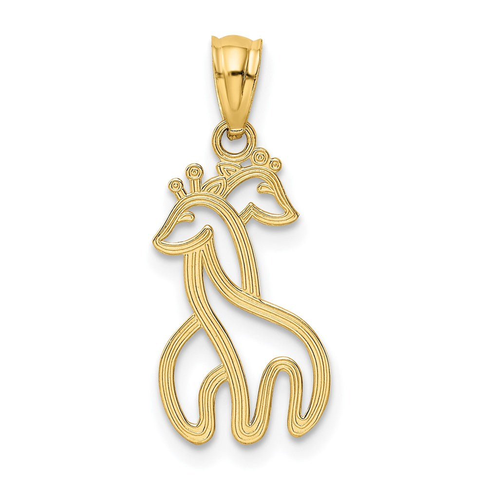 14k Yellow Gold 10 mm Polished Interlocking Giraffes Pendant (0.63 grams)