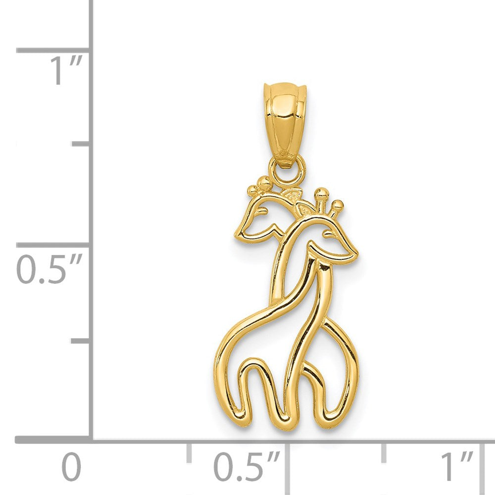 14k Yellow Gold 10 mm Polished Interlocking Giraffes Pendant (0.63 grams)