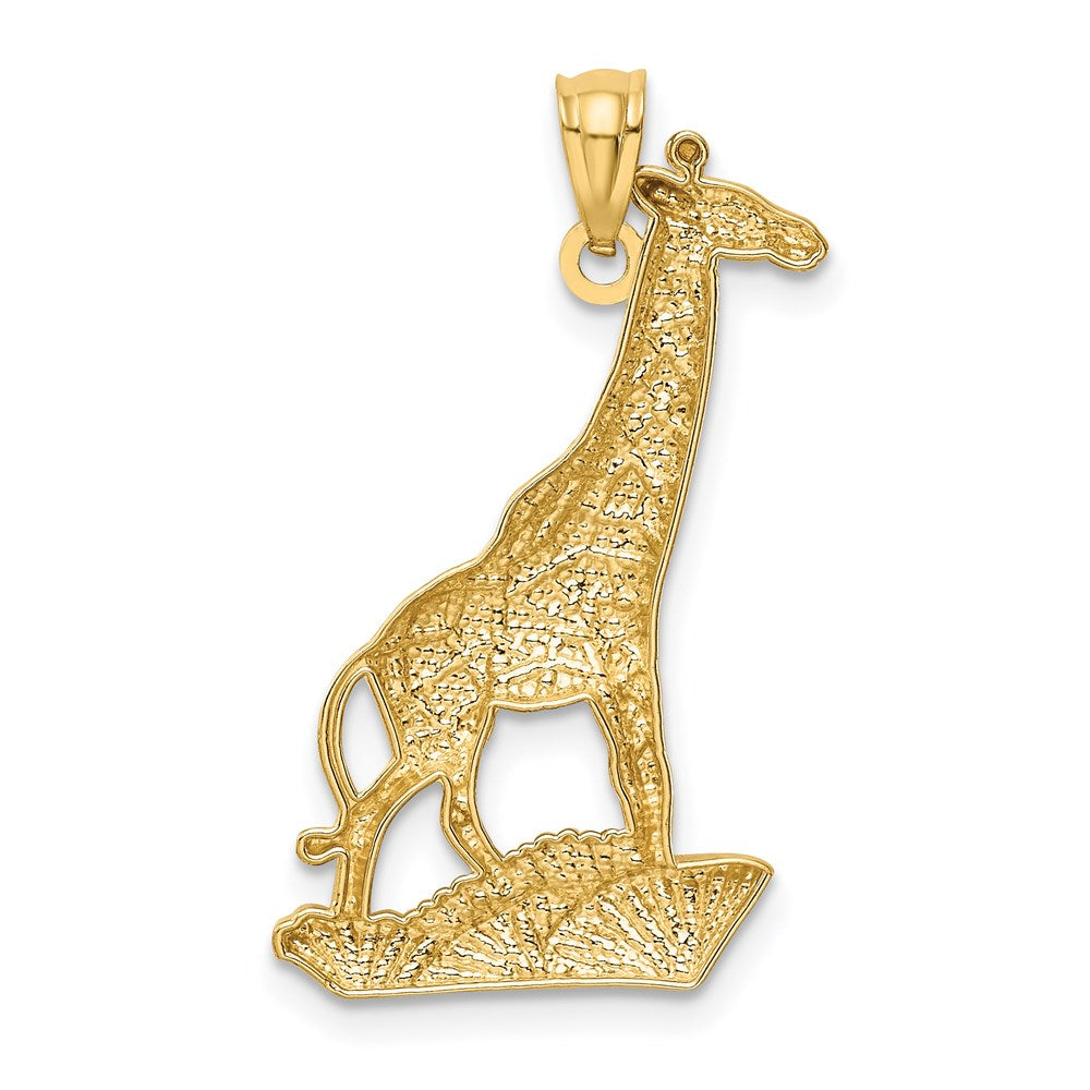 14k Yellow & Rhodium 15 mm  Diamond-cut Polished Giraffe Pendant (1.33 grams)