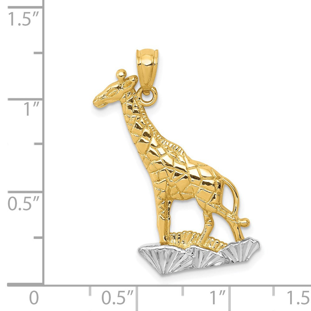 14k Yellow & Rhodium 15 mm  Diamond-cut Polished Giraffe Pendant (1.33 grams)