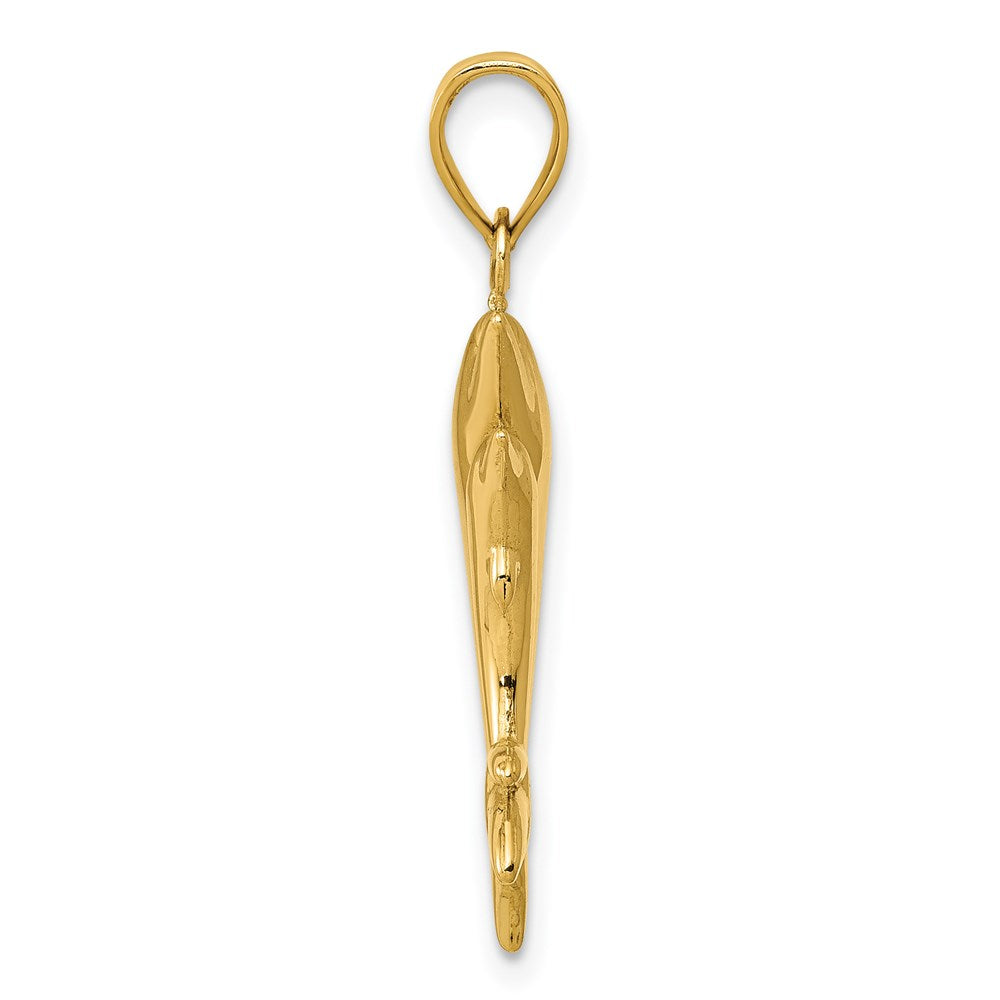 14k Yellow Gold 14 mm Dolphin Pair Pendant (0.71 grams)