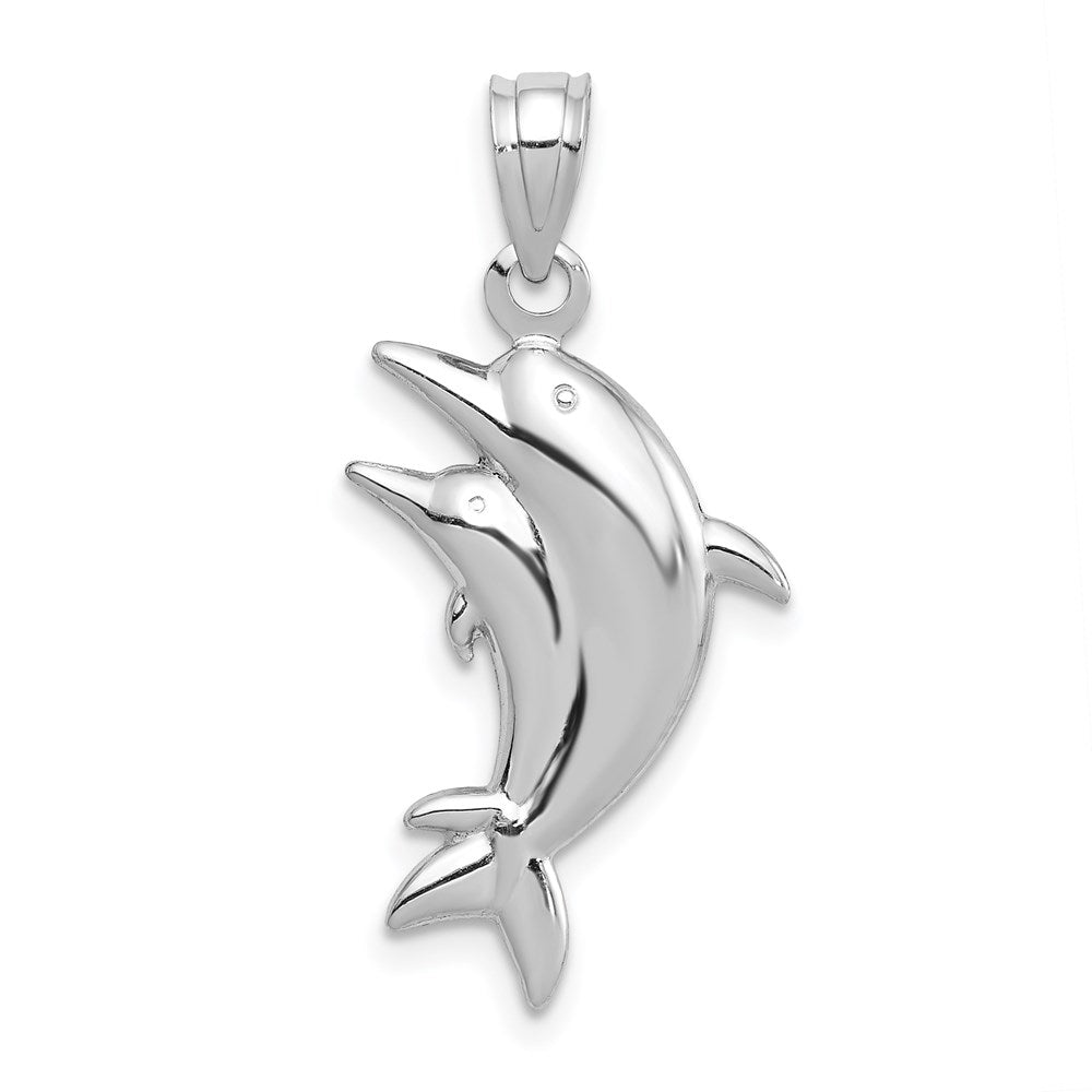 14k White Gold 14 mm Dolphin Pair Pendant (0.7 grams)