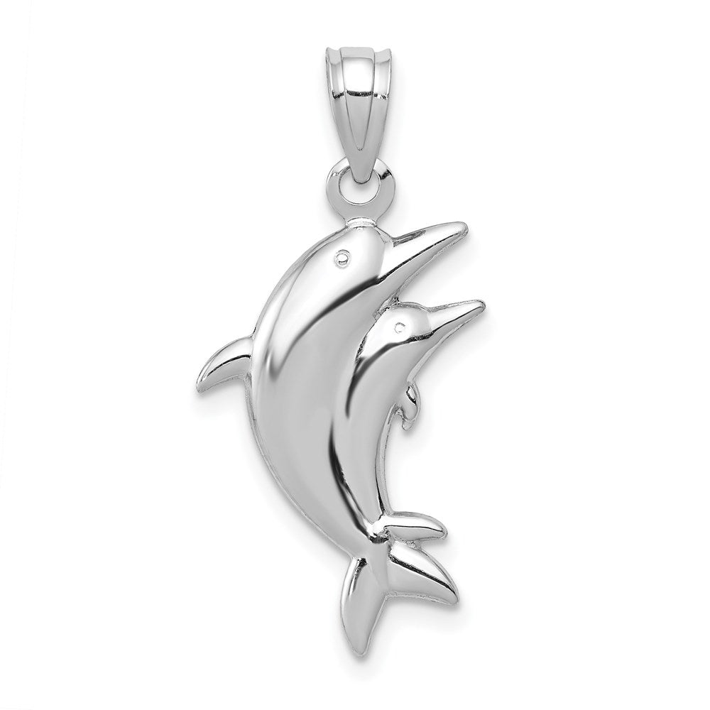 14k White Gold 14 mm Dolphin Pair Pendant (0.7 grams)