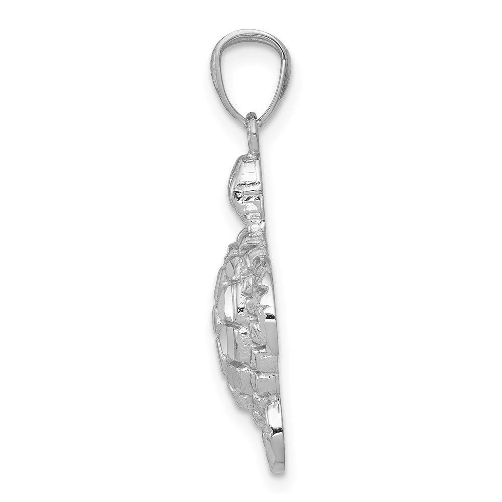 14k White Gold 17 mm Diamond-cut Polished Sea Turtle Pendant (0.99 grams)