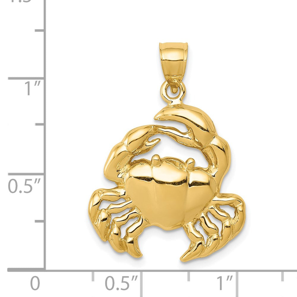 14k Yellow Gold 20 mm Polished Crab Pendant (2.76 grams)