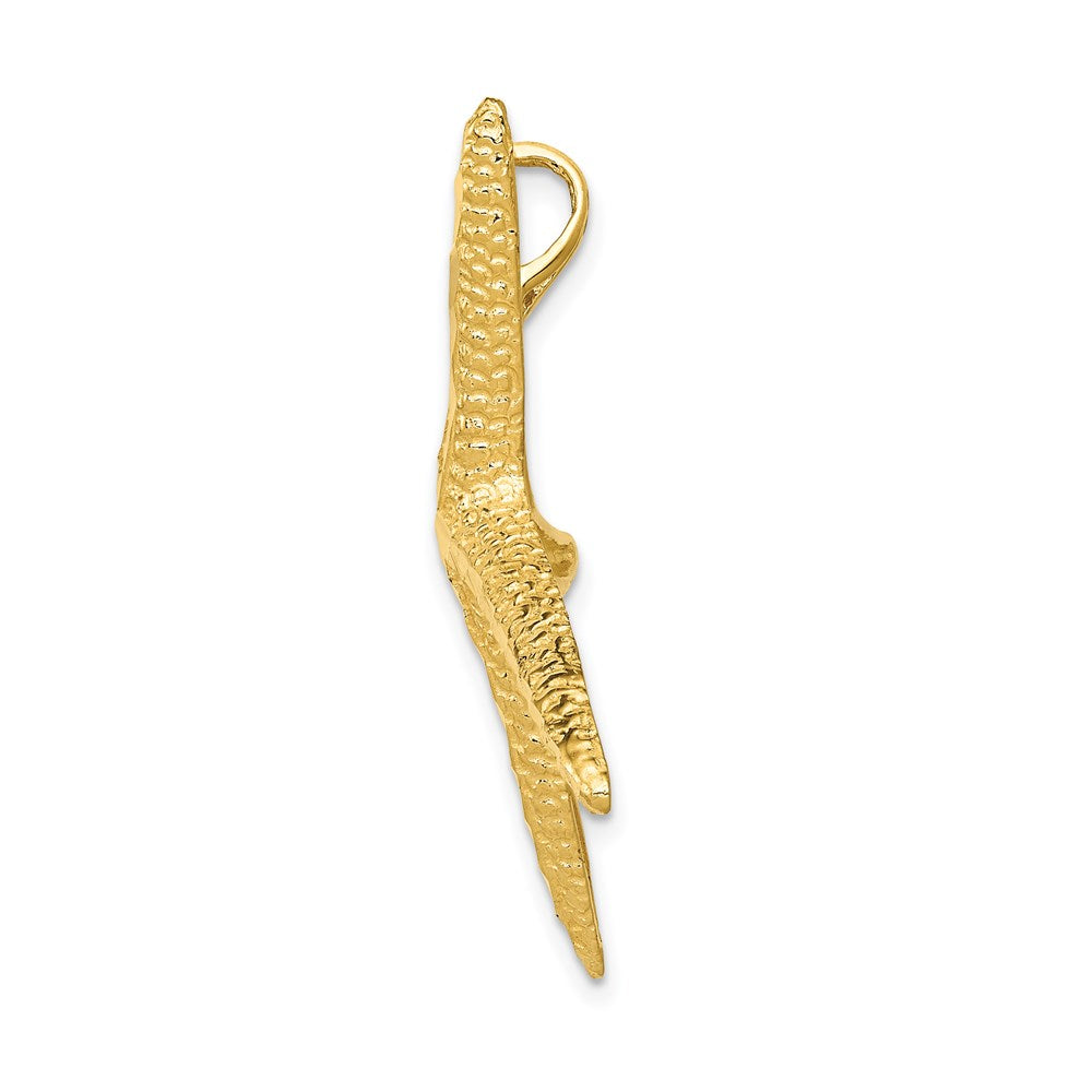 14k Yellow Gold 33 mm Textured Diamond-cut Starfish Slide (3.88 grams)