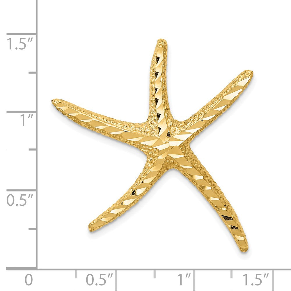 14k Yellow Gold 33 mm Textured Diamond-cut Starfish Slide (3.88 grams)