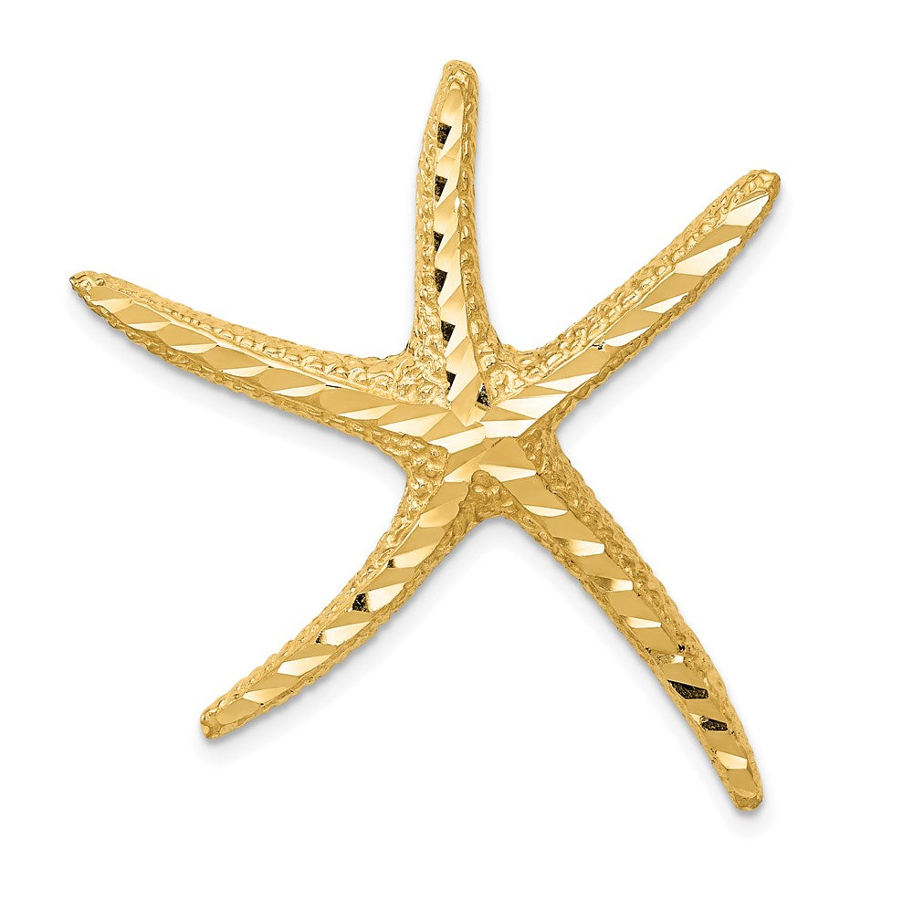 14k Yellow Gold 33 mm Textured Diamond-cut Starfish Slide (3.88 grams)