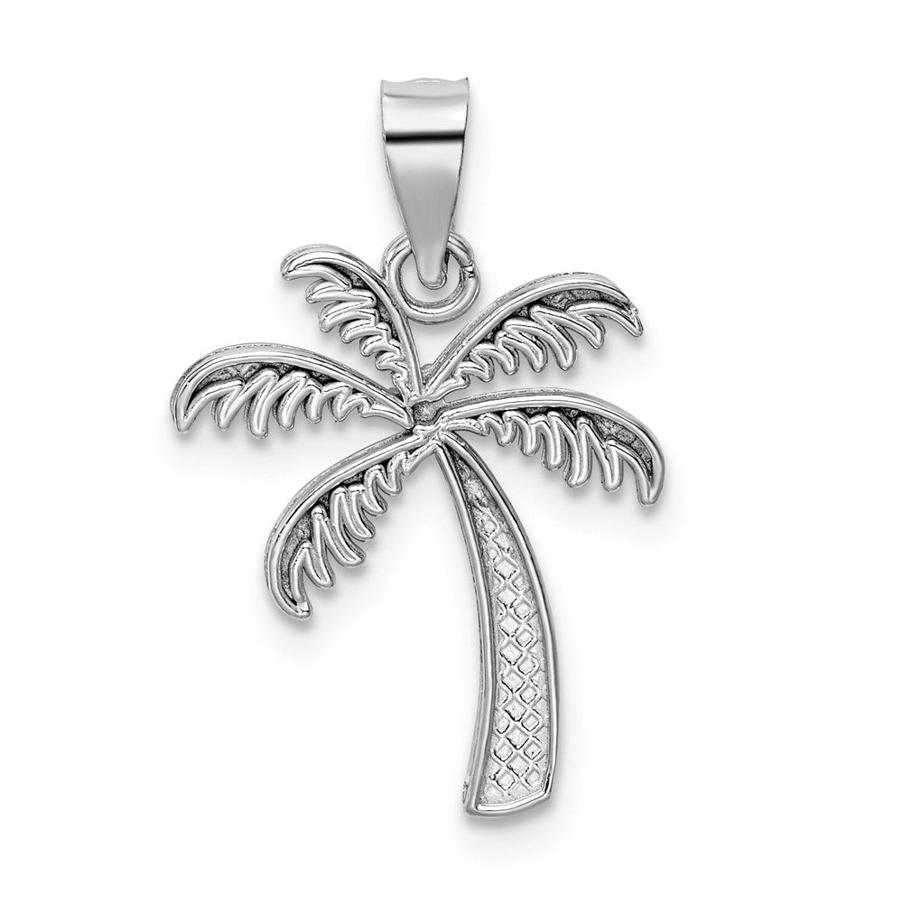 14k White Gold 14.5 mm Polished Palm Tree Pendant (1.03 grams)