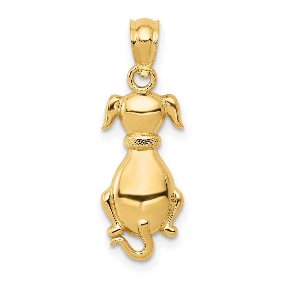 14k Yellow Gold 7.85 mm Polished Sitting Dog Pendant (0.59 grams)