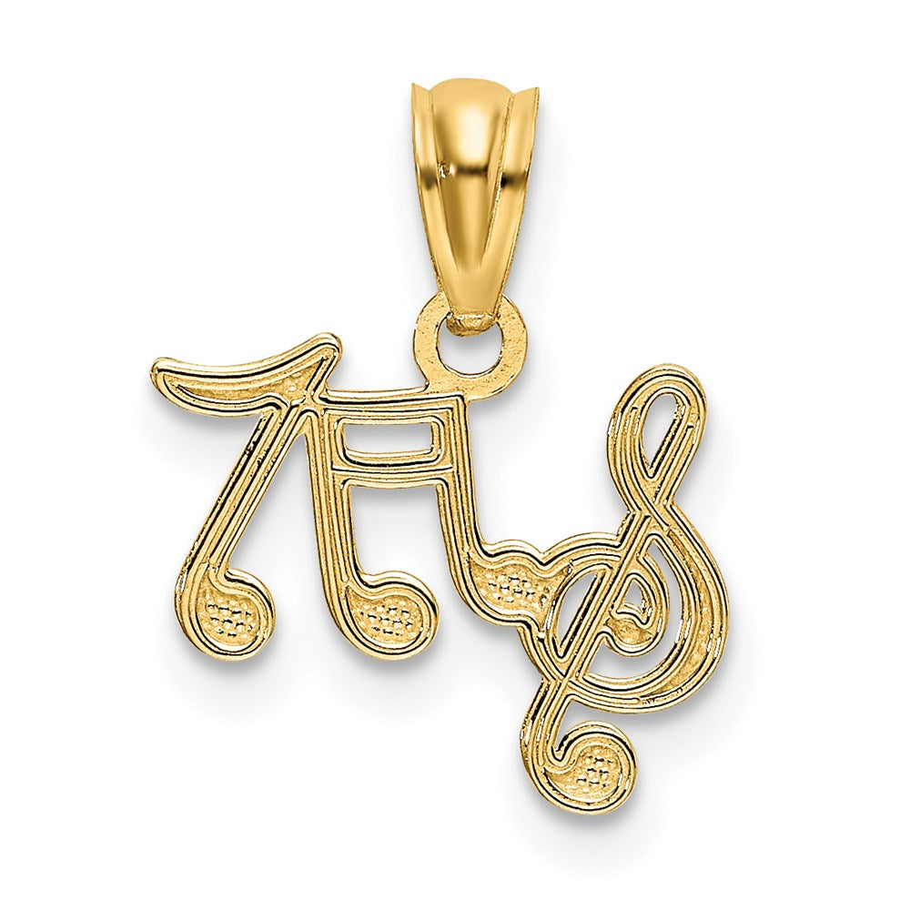 14k Yellow Gold 13.5 mm Polished Music Notes Pendant (0.44 grams)