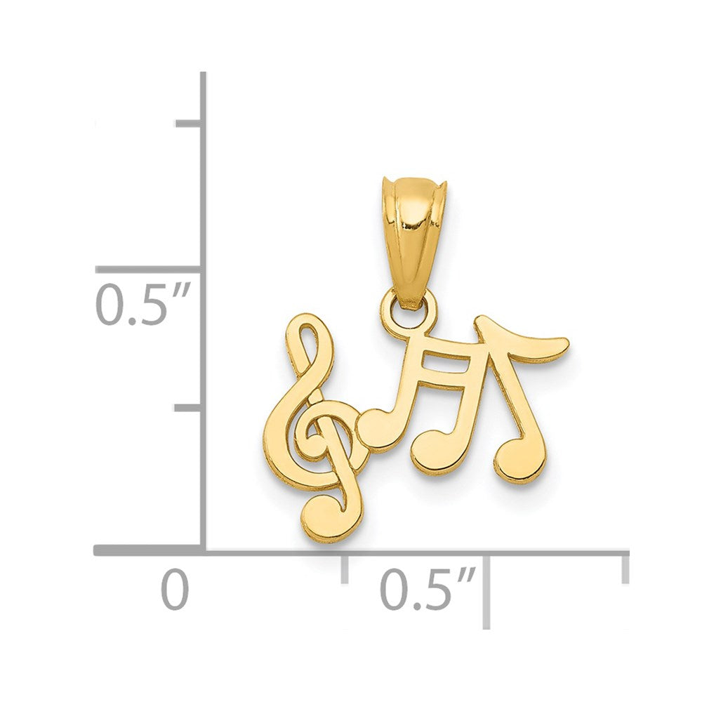 14k Yellow Gold 13.5 mm Polished Music Notes Pendant (0.44 grams)