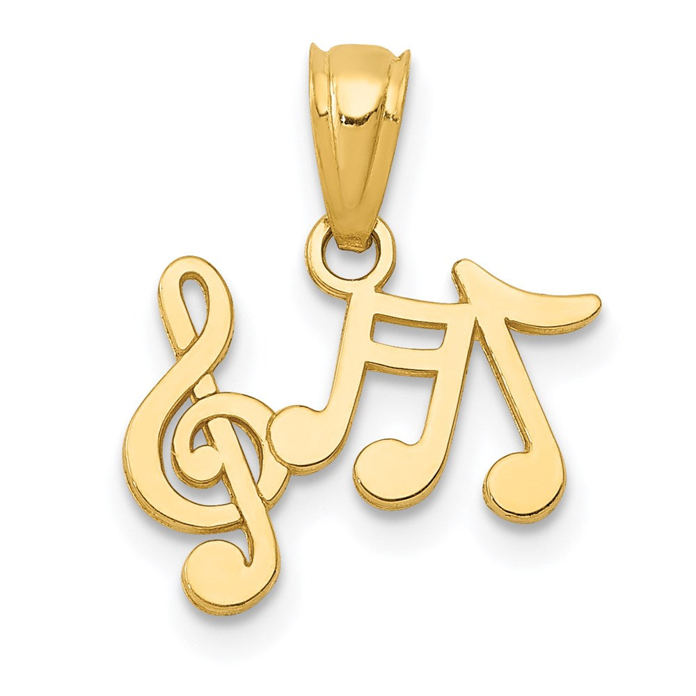 14k Yellow Gold 13.5 mm Polished Music Notes Pendant (0.44 grams)