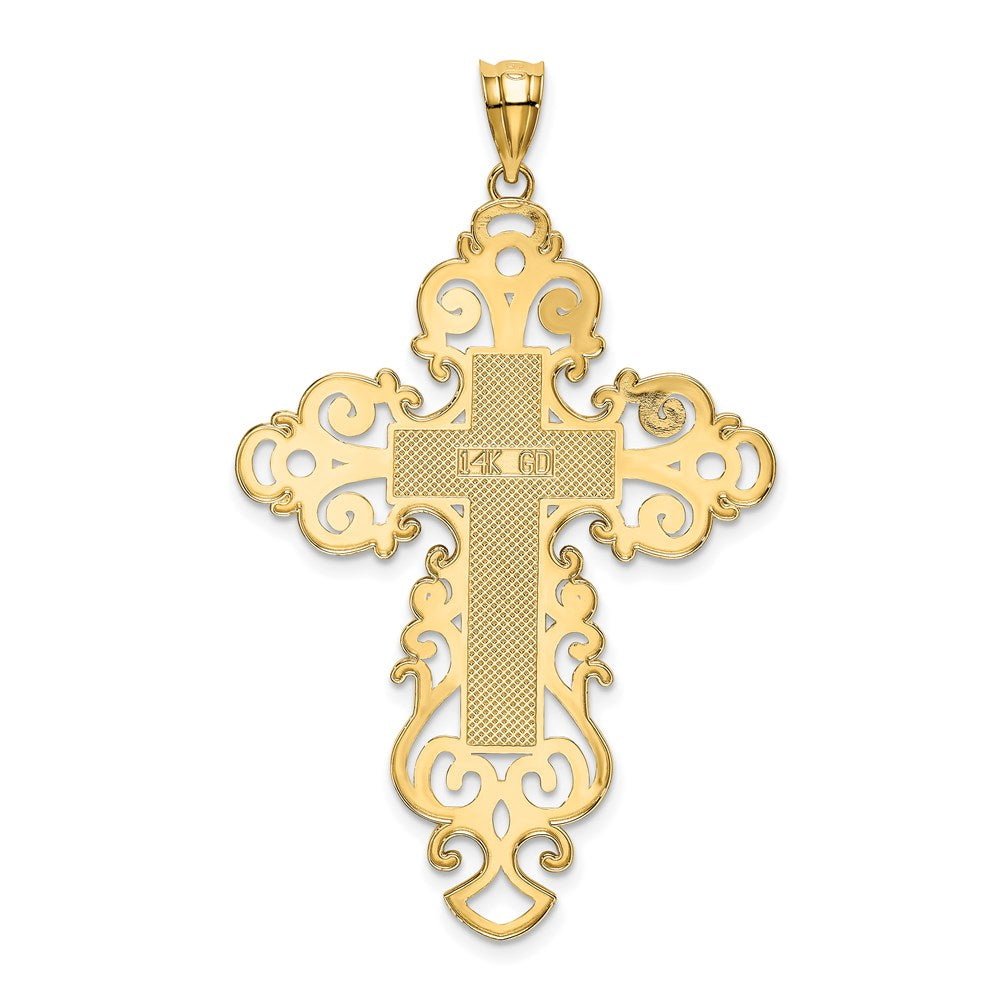 14k Yellow Gold 30.5 mm Polished Fancy Cross Pendant (2.58 grams)