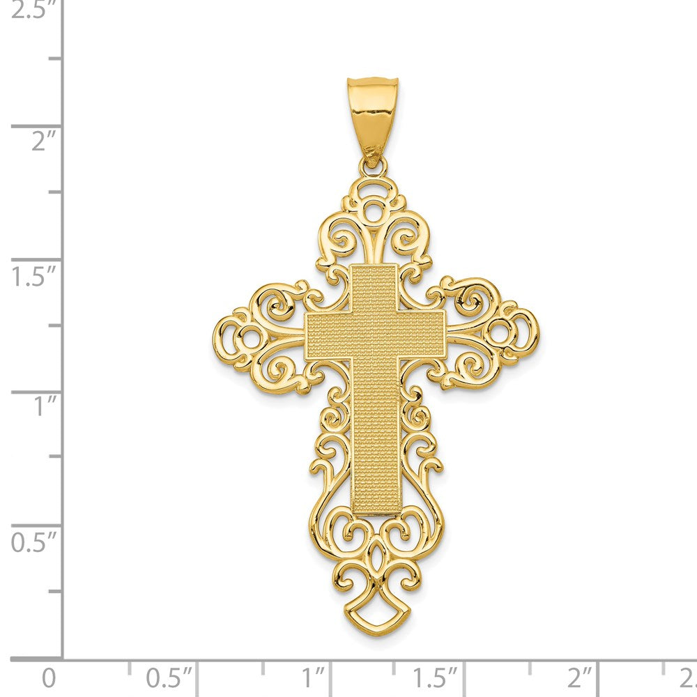 14k Yellow Gold 30.5 mm Polished Fancy Cross Pendant (2.58 grams)