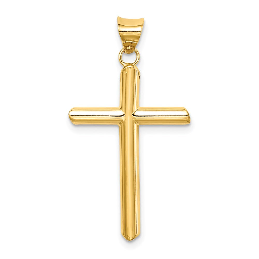 14k Yellow Gold 17.17 mm Polished Tube Cross Pendant (1.1 grams)