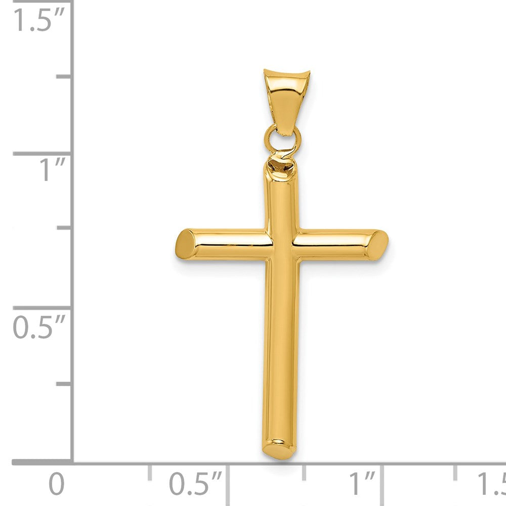 14k Yellow Gold 17.17 mm Polished Tube Cross Pendant (1.1 grams)