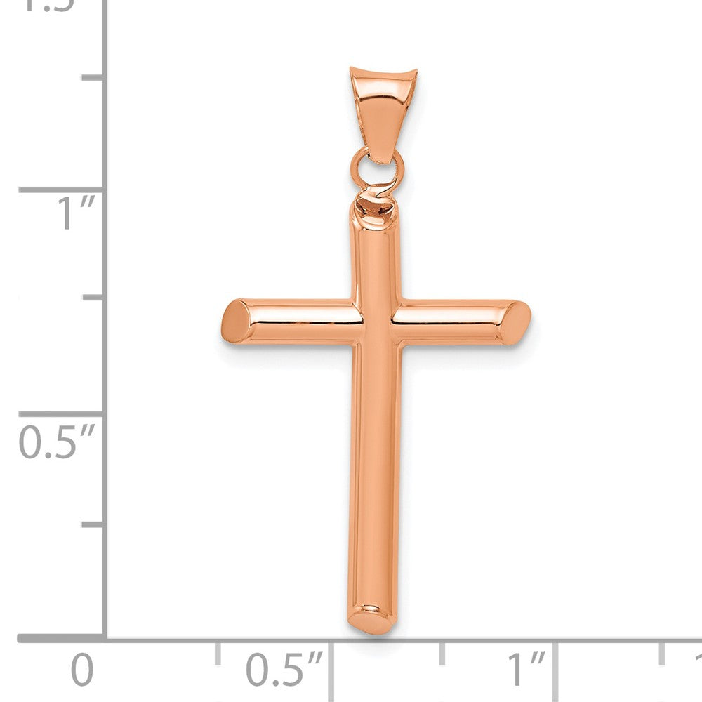 14k Rose Gold 17.17 mm Polished Tube Cross Pendant (1.06 grams)