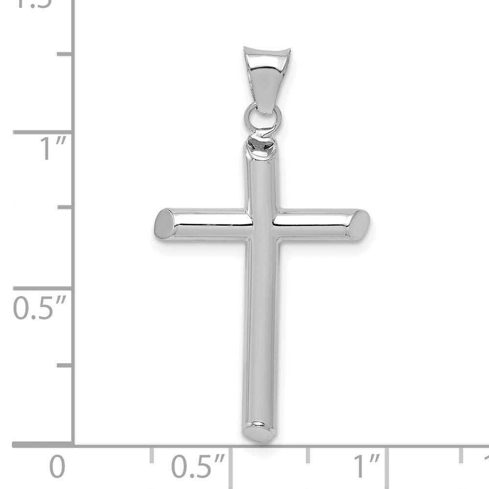 14k White Gold 17.17 mm Polished Tube Cross Pendant (1.18 grams)