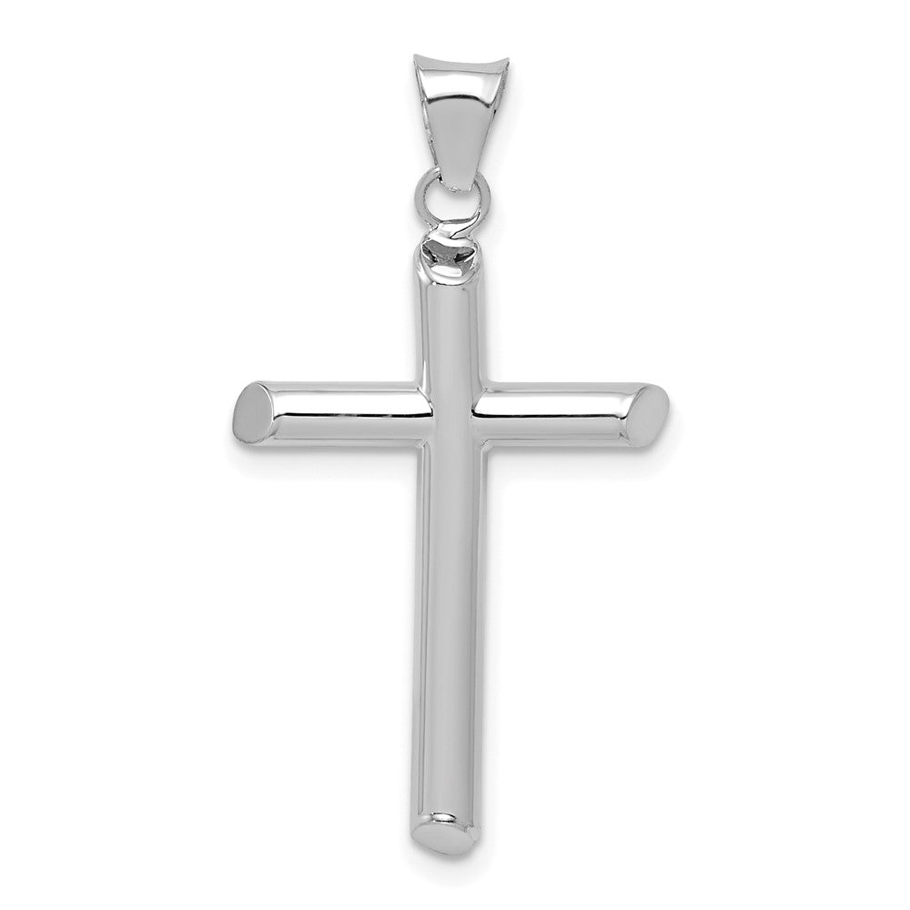 14k White Gold 17.17 mm Polished Tube Cross Pendant (1.18 grams)