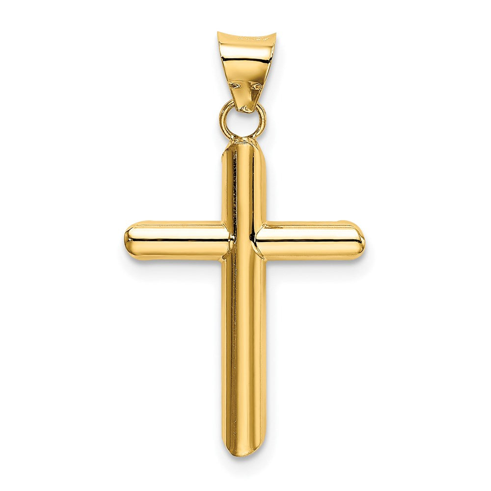 14k Yellow Gold 14.8 mm Polished Tube Cross Pendant (0.94 grams)