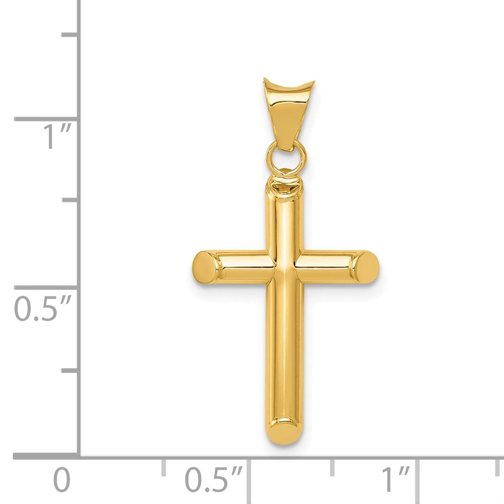 14k Yellow Gold 14.8 mm Polished Tube Cross Pendant (0.94 grams)