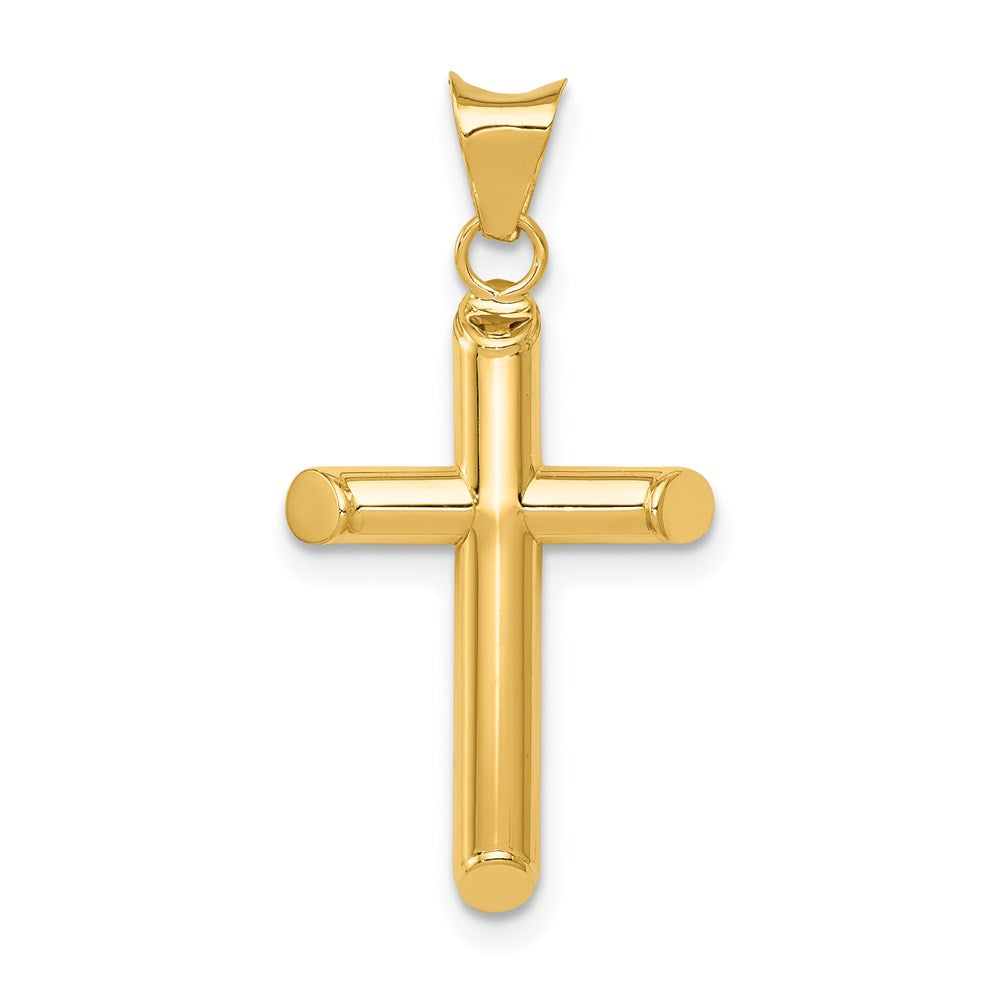 14k Yellow Gold 14.8 mm Polished Tube Cross Pendant (0.94 grams)