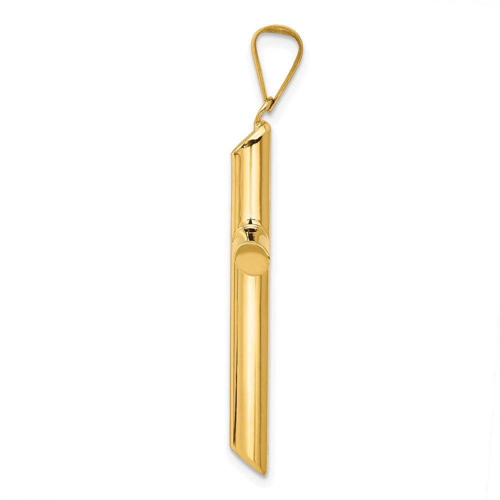 14k Yellow Gold 22.1 mm Polished Tube Cross Pendant (1.47 grams)