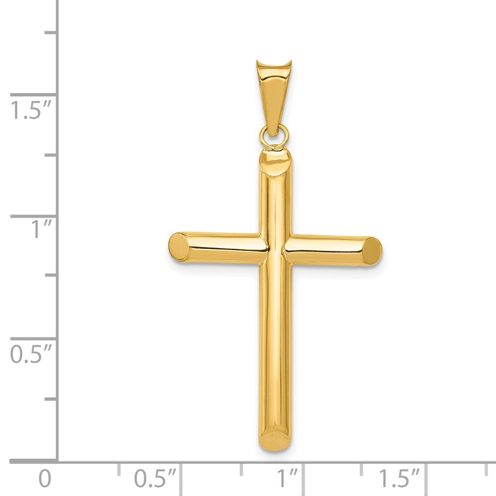 14k Yellow Gold 22.1 mm Polished Tube Cross Pendant (1.47 grams)