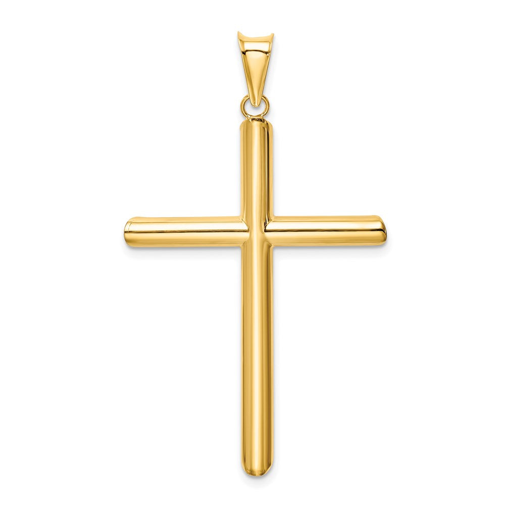 14k Yellow Gold 27.6 mm Polished Tube Cross Pendant (1.45 grams)