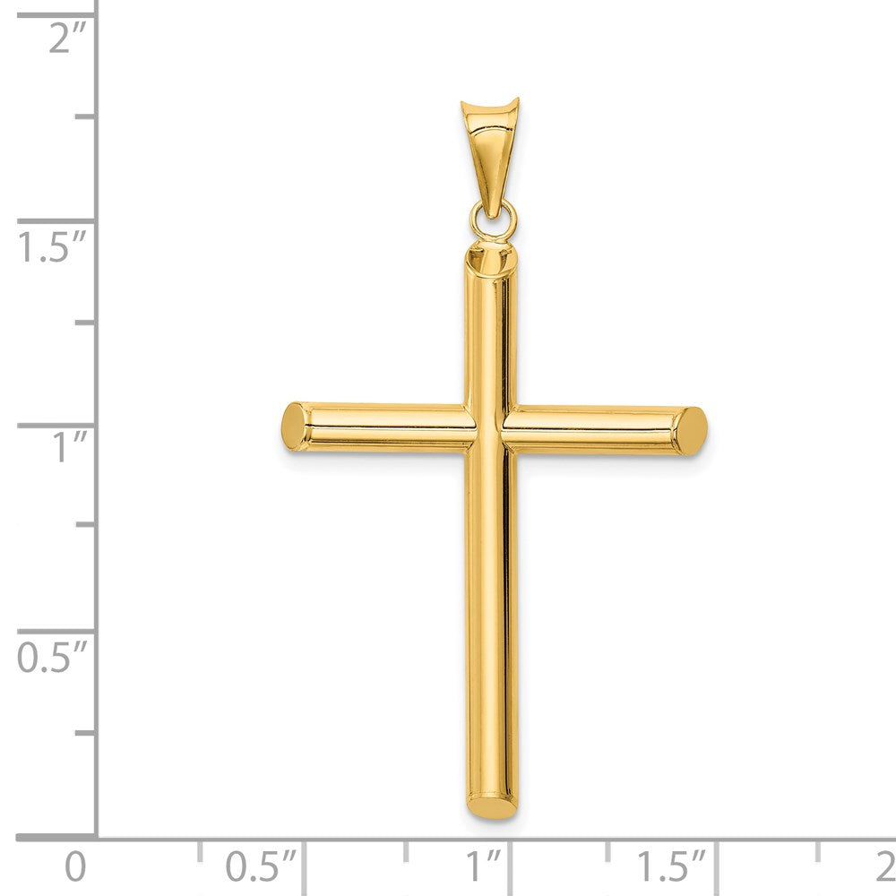 14k Yellow Gold 27.6 mm Polished Tube Cross Pendant (1.45 grams)